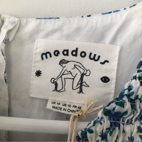 MEADOWS ‘Rose Dress Midi” in white & blue floral - Picture 7 of 9